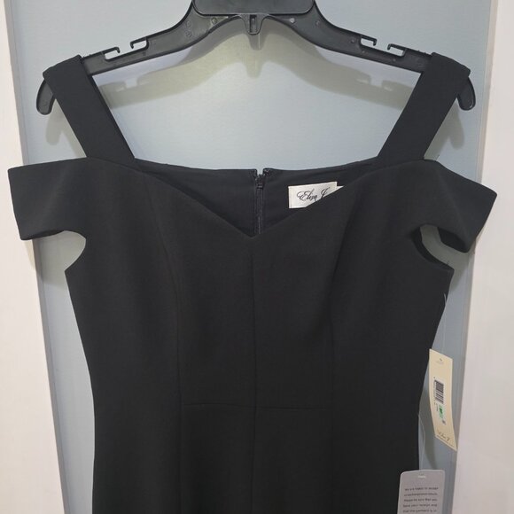 Eliza J Black Off-Shoulder Sheath Dress 8P NWT Double Lined Classic Cocktail - Picture 2 of 9